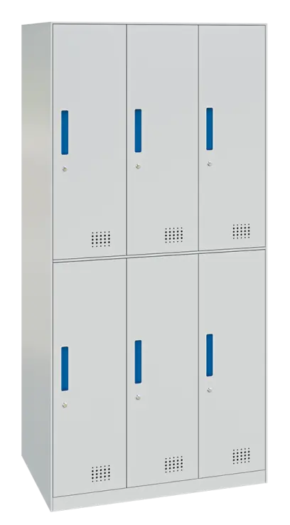 S-LINE 906 skříň 6-boxová, 1850x900x500 mm, šedá/úchytka modrá